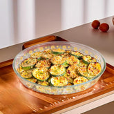 Urbane Home 3000 ml Borosilicate Printed Glass Baking Tray | Transparent Microwave Oven Safe Utensils | Oval Bread Moulds for Baking | Dishwasher & Freezer Safe | Multipurpose use Serving Tray